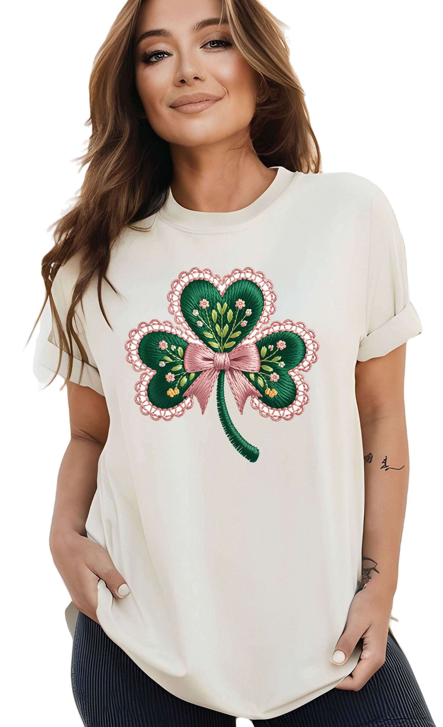 Womens St. Patrick's Day Shirt Coquette Shamrock Sweatshirt