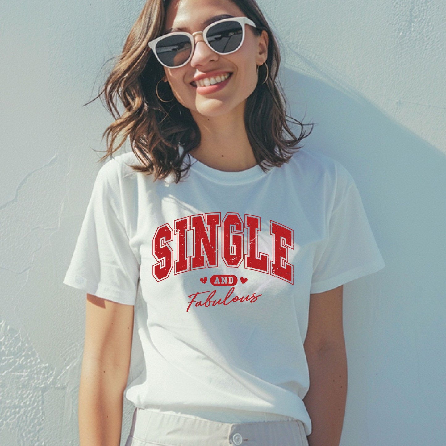 Womens Valentine Day T Shirt Single and Fabulous Anti Valentine Tees Funny Single Life Ladies Top Self Love Girls Gift Shirts