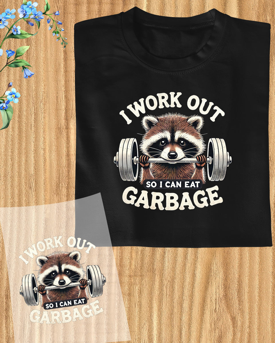 Funny Workout Raccoon DTF Transfer Film