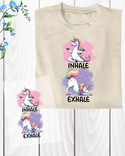 Inhale Exhale Unicorn Yoga DTF Transfer Film