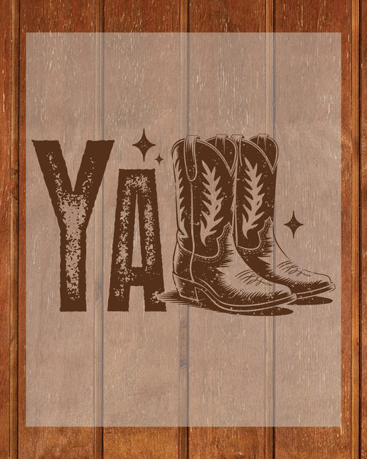 Y'all Cowboy Boots Western Design DTF Transfer