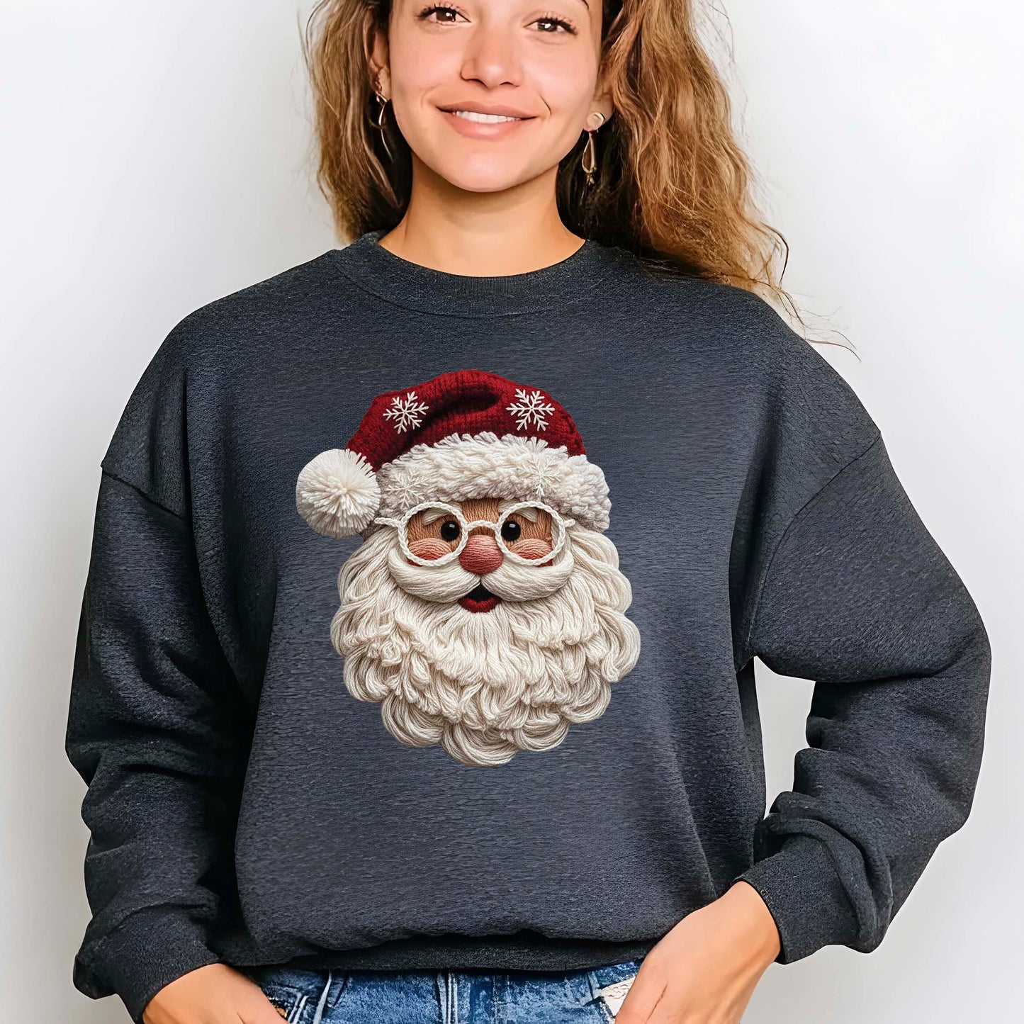 Yarn Santa Crochet Christmas DTF Transfer Ready to Press, Holiday Heat Press Design, Xmas Shirt Print, UV DTF Sticker, Crochet Christmas