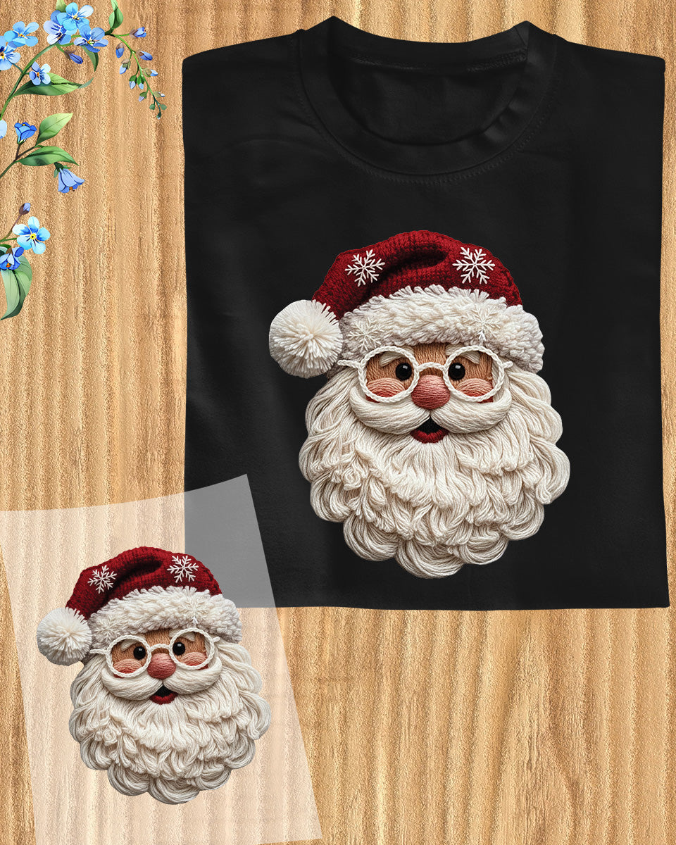 Yarn Santa Crochet Christmas DTF Transfer Ready to Press, Holiday Heat Press Design, Xmas Shirt Print, UV DTF Sticker, Crochet Christmas