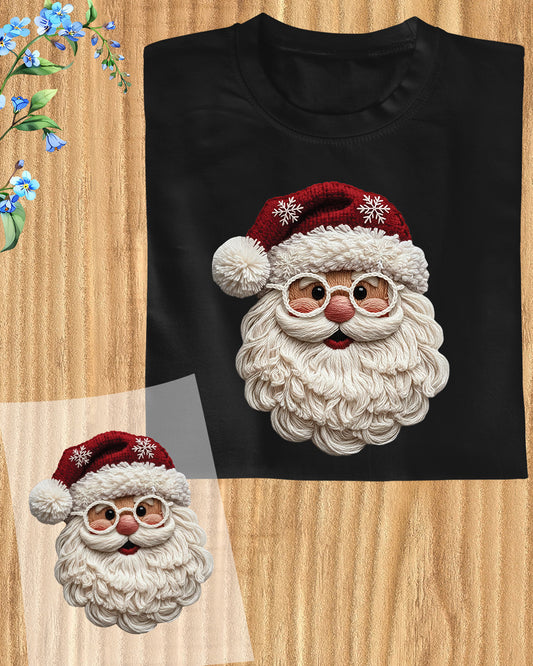 Yarn Santa Crochet Christmas DTF Transfer Ready to Press, Holiday Heat Press Design, Xmas Shirt Print, UV DTF Sticker, Crochet Christmas