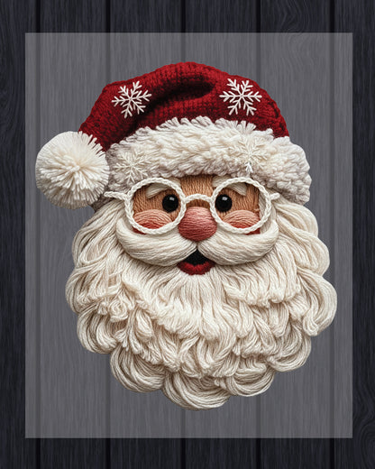 Yarn Santa Crochet Christmas DTF Transfer Ready to Press, Holiday Heat Press Design, Xmas Shirt Print, UV DTF Sticker, Crochet Christmas