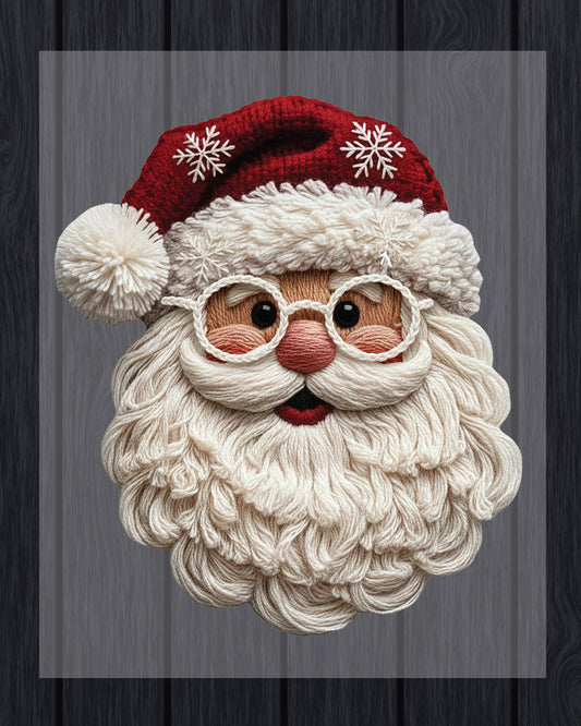 Yarn Santa Crochet Christmas DTF Transfer Ready to Press, Holiday Heat Press Design, Xmas Shirt Print, UV DTF Sticker, Crochet Christmas
