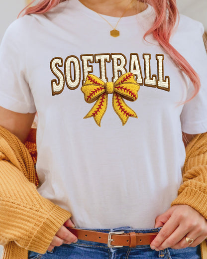 Yarn Softball Bow DTF Transfer