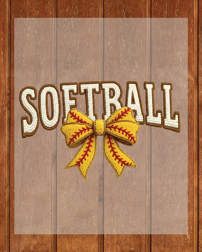 Yarn Softball Bow DTF Transfer