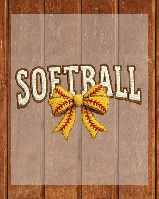 Yarn Softball Bow DTF Transfer