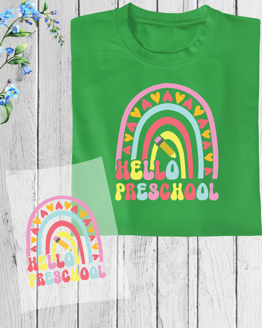 Hello Preschool Rainbow DTF Transfer Film