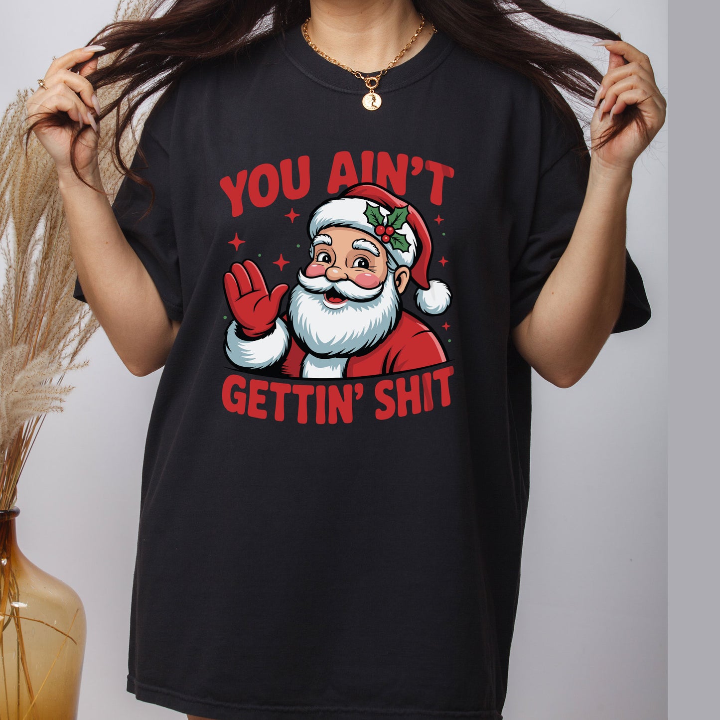 Santa You Ain't Getting Shit DTF Transfer Ready to Press, Santa Claus Christmas Heat Transfer For Shirt, Funny Santa UV Sticker Prints