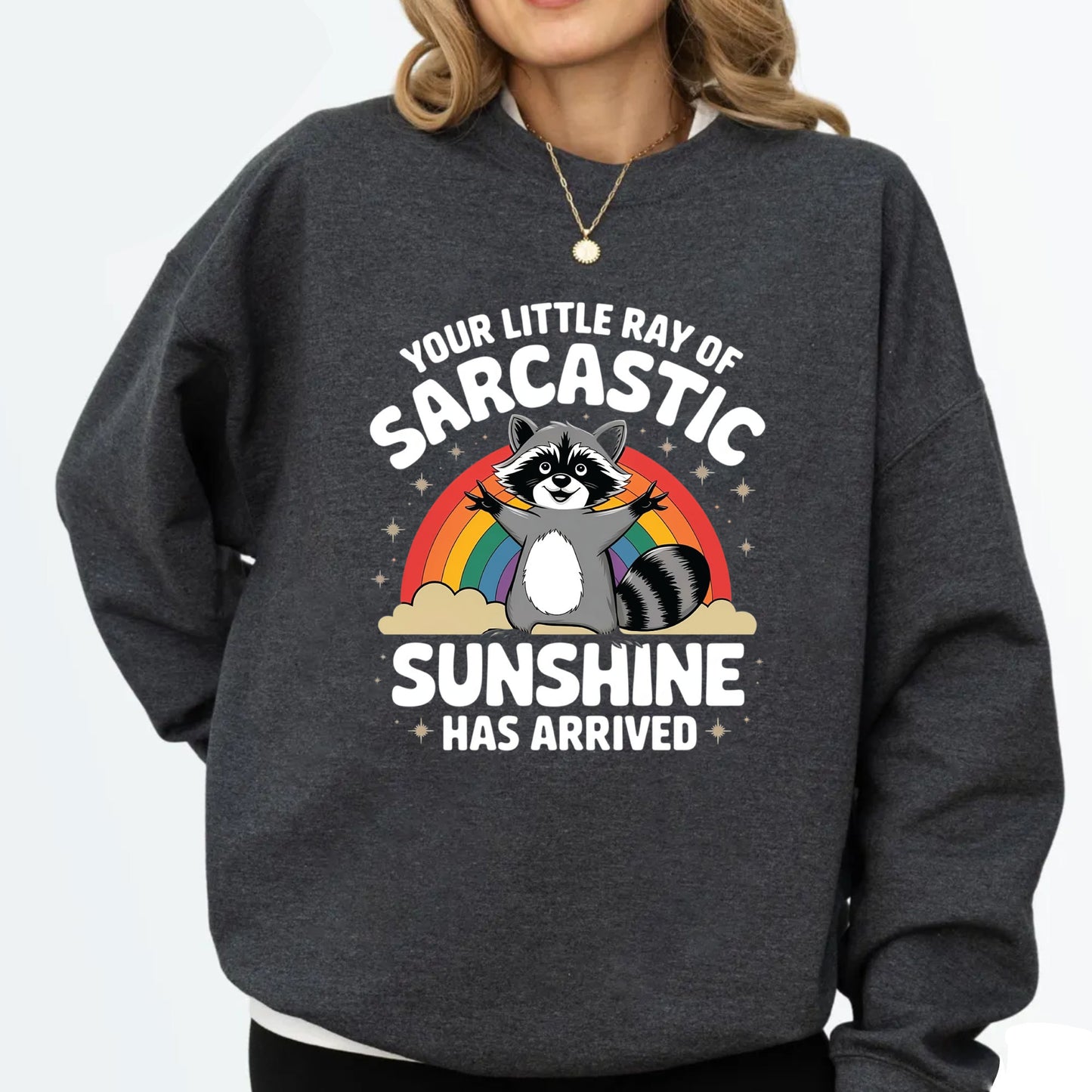 Your Little Ray of Sarcastic Sunshine DTF Transfer Ready to Press, Funny Raccoon Heat Transfer For Shirt, Sassy Raccoon UV Sticker Prints